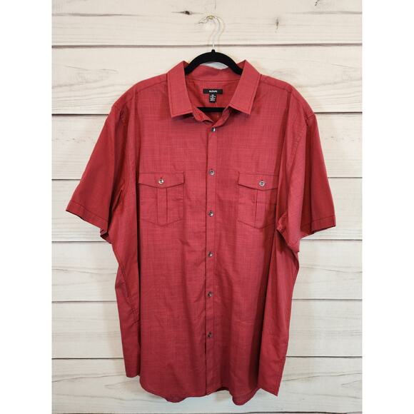 Alfani Men's Casual Button-Front Short Sleeve Shirt Collared Red Size XXL NWT - Picture 1 of 6